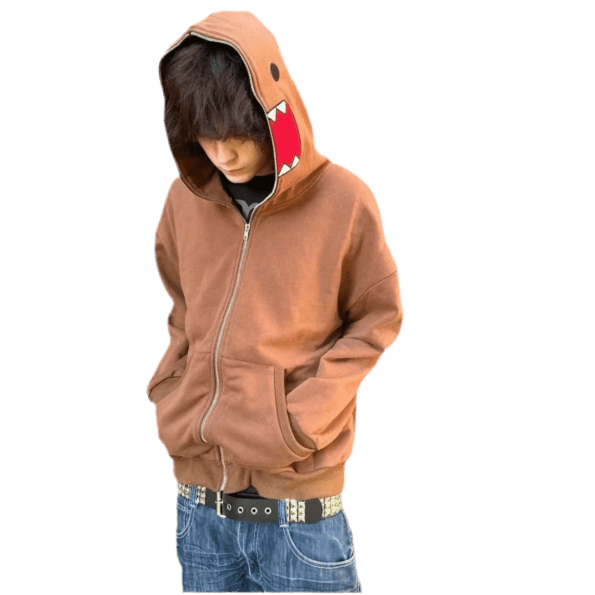 Y2K Domo Kun Full Zip Hoodie Streetwear Aesthetic - Plushverse